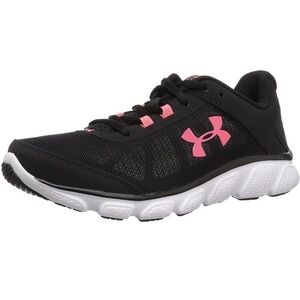 Women UA Under Armour Micro G Assert 7 Running Training Shoes Black and Pink